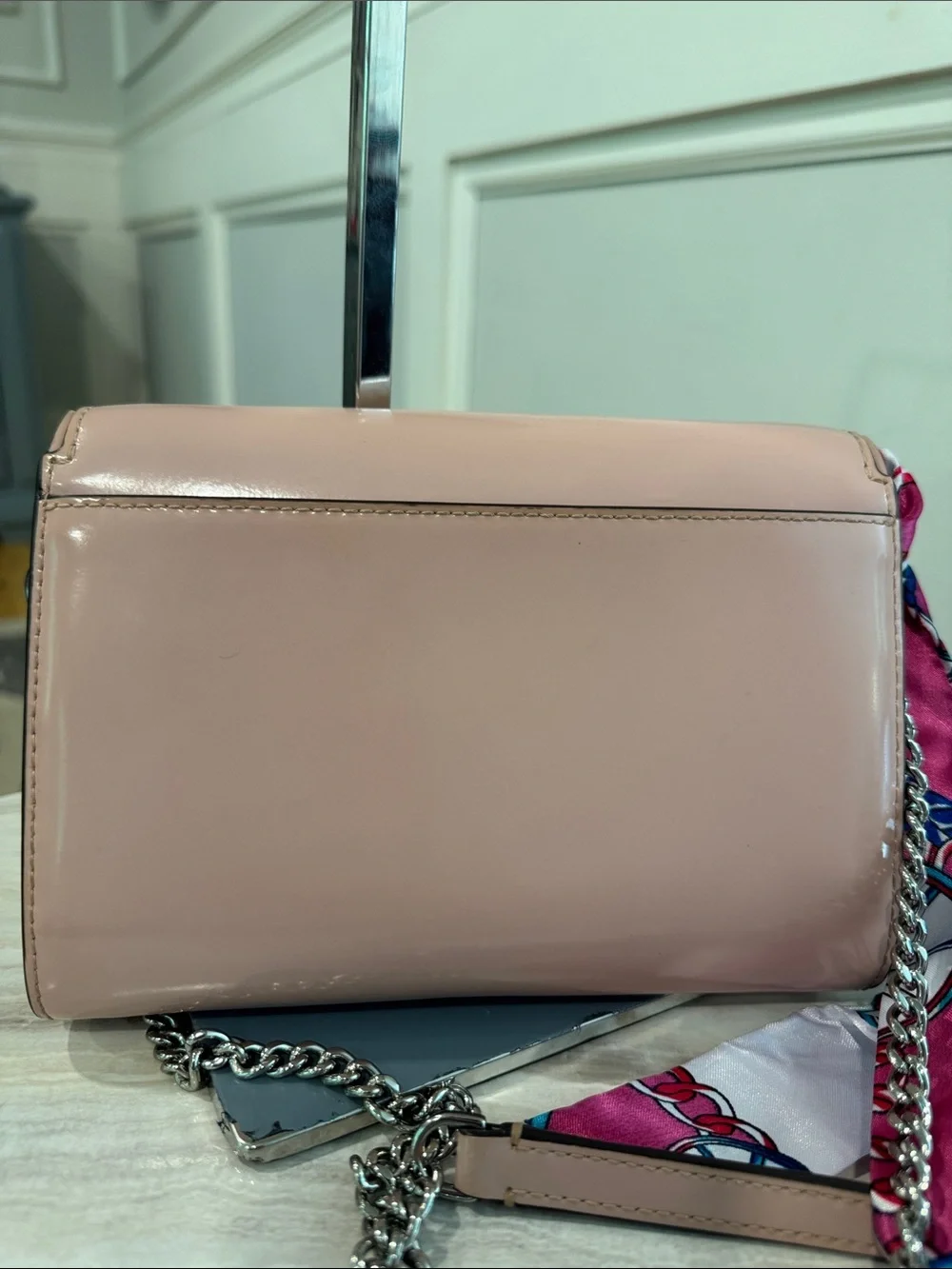Tory Burch Bag Emerson Pink Patent Leather Chain Shoulder Bag